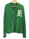 【中古】RUGBY RALPHLAUREN◆ラグビーラルフローレン/レタードニットカーディガン/Lサイズ/コットン/グリーン/使用感有【メンズウェア】