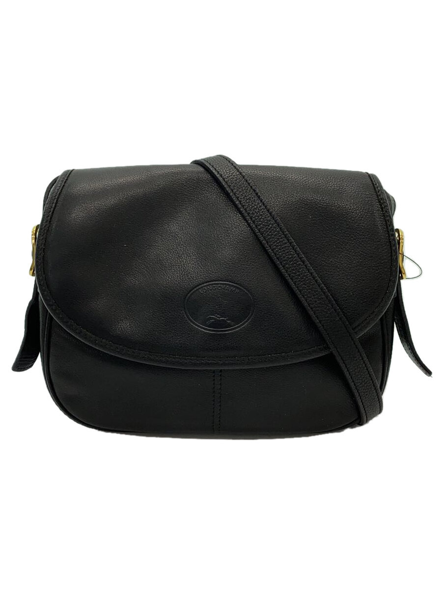 【中古】LONGCHAMP◆ショルダーバッグ/--/BLK/無地【バッグ】