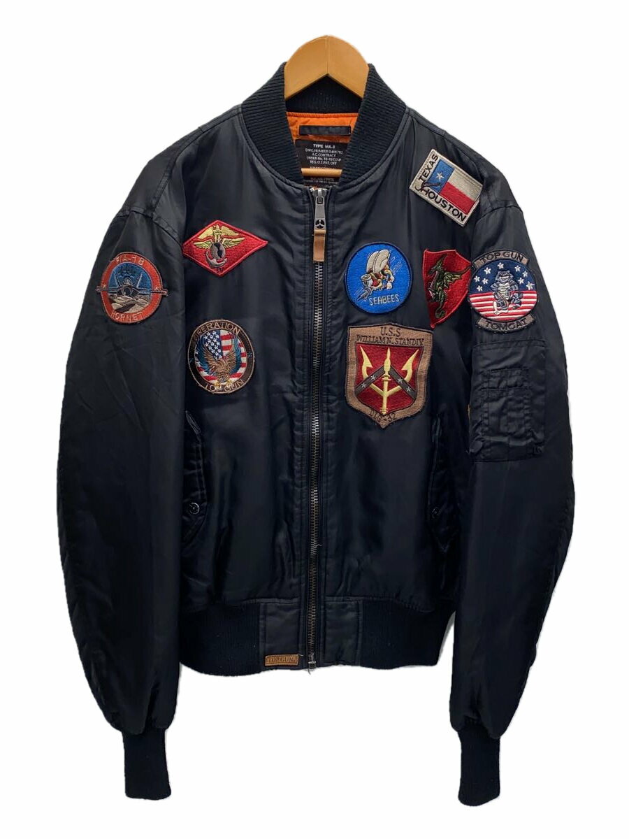 【中古】U.S.AIR FORCE◆フライトジャケット/--/ナイロン/BLK【メンズウェア】
