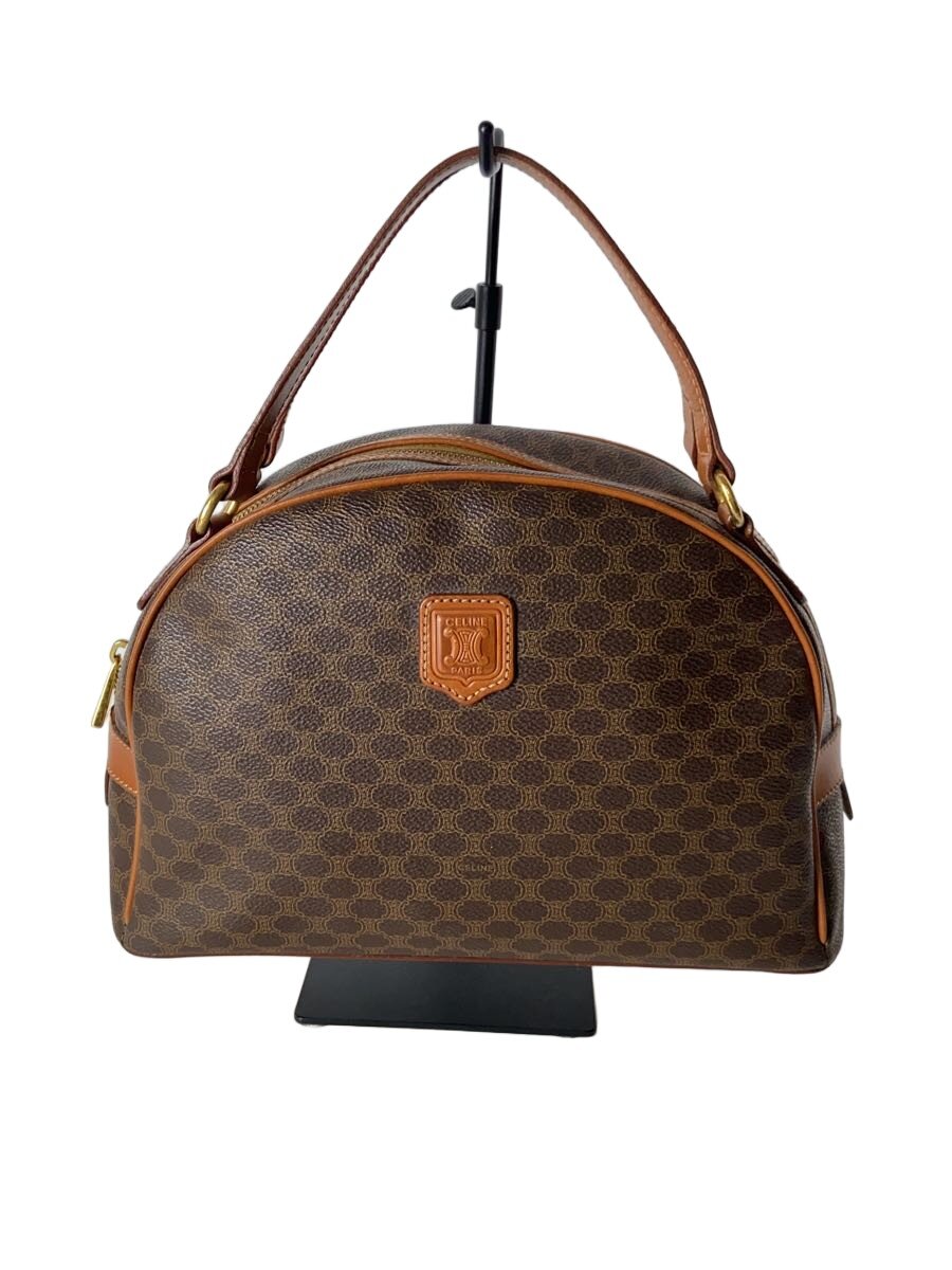 CELINE - 【中古】CELINE◆ハンドバッグ/マカダム柄/レザー/BRW/総柄【バッグ】