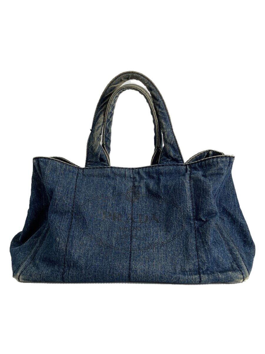 【中古】PRADA◆トートバッグ/デニム/インディゴ【バッグ】