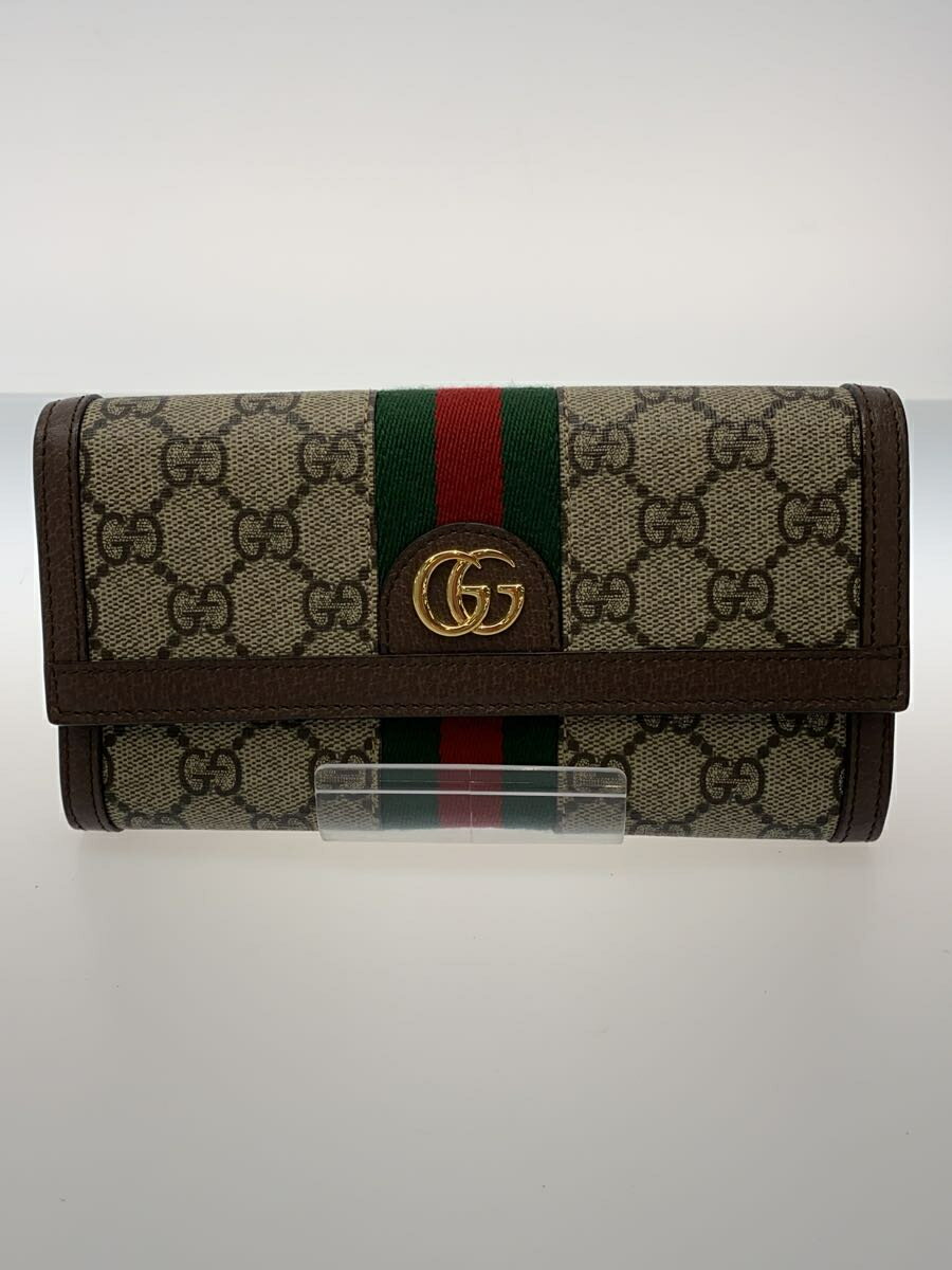 【中古】GUCCI◆長サイフ_オフィディア_GGスプリーム/PVC/BRW/総柄/レディース【服飾雑貨他】