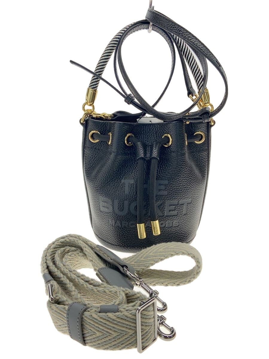 MARC JACOBS - 【中古】MARC JACOBS◆THE LEATHER BUCKET BAG/WEBBING STRAPセット/ハンドバッグ/レザー/BLK【バッグ】