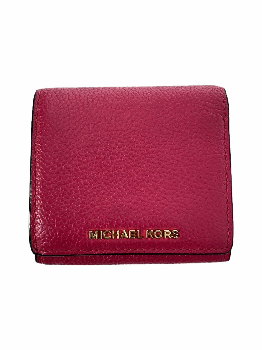 【中古】MICHAEL KORS◆3つ折り財布/レザー/PNK/無地/レディース/32s8gf6d0l【服飾雑貨他】