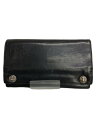 【中古】CHROME HEARTS◆LONG WALLET/2つ折り財布/レザー/BLK/無地/メンズ//【服飾雑貨他】