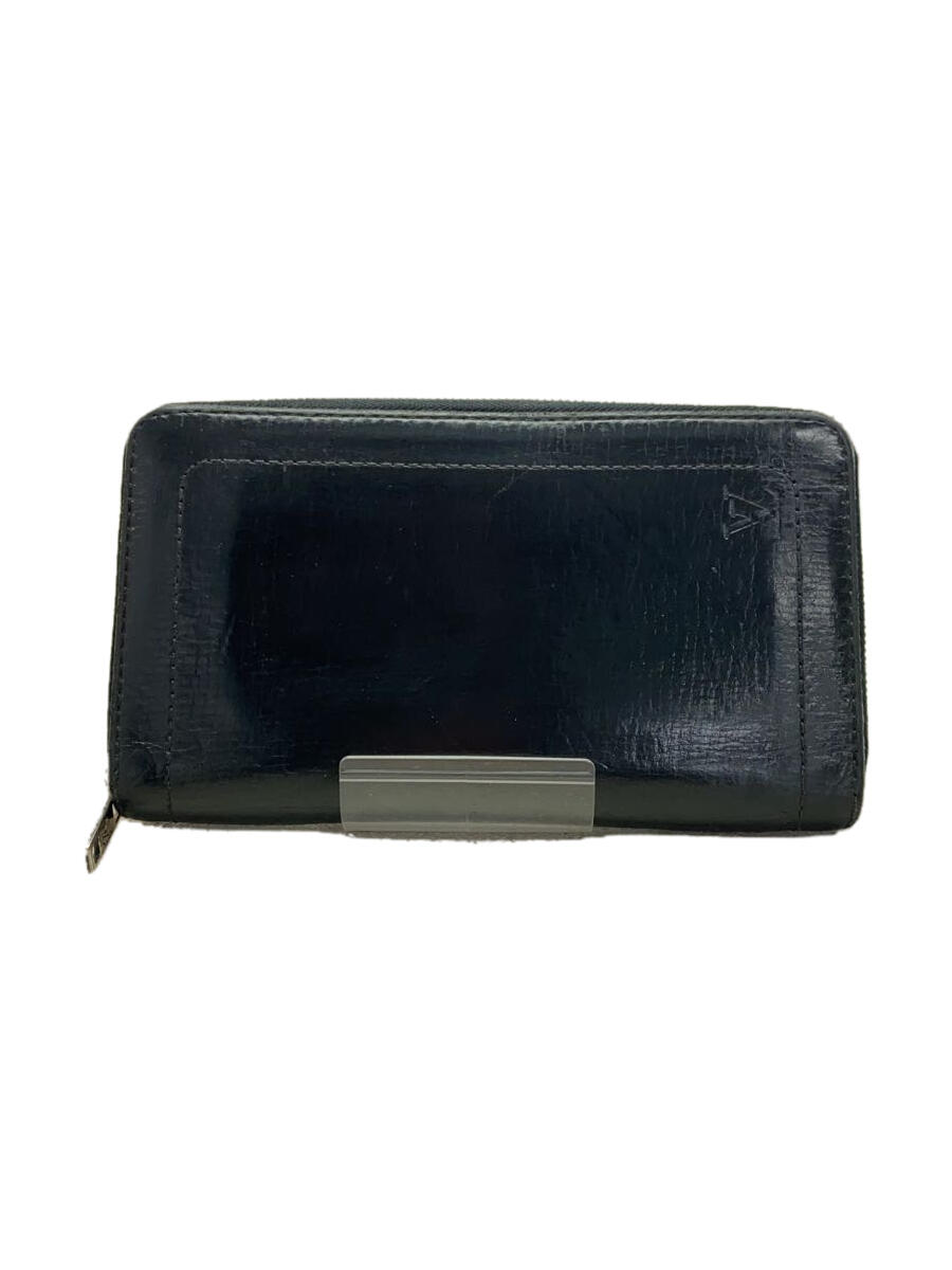 【中古】LOUIS VUITTON◆ジッピー・オーガナイザー_ユタ_BLK/レザー/BLK/無地/メンズ【服飾雑貨他】