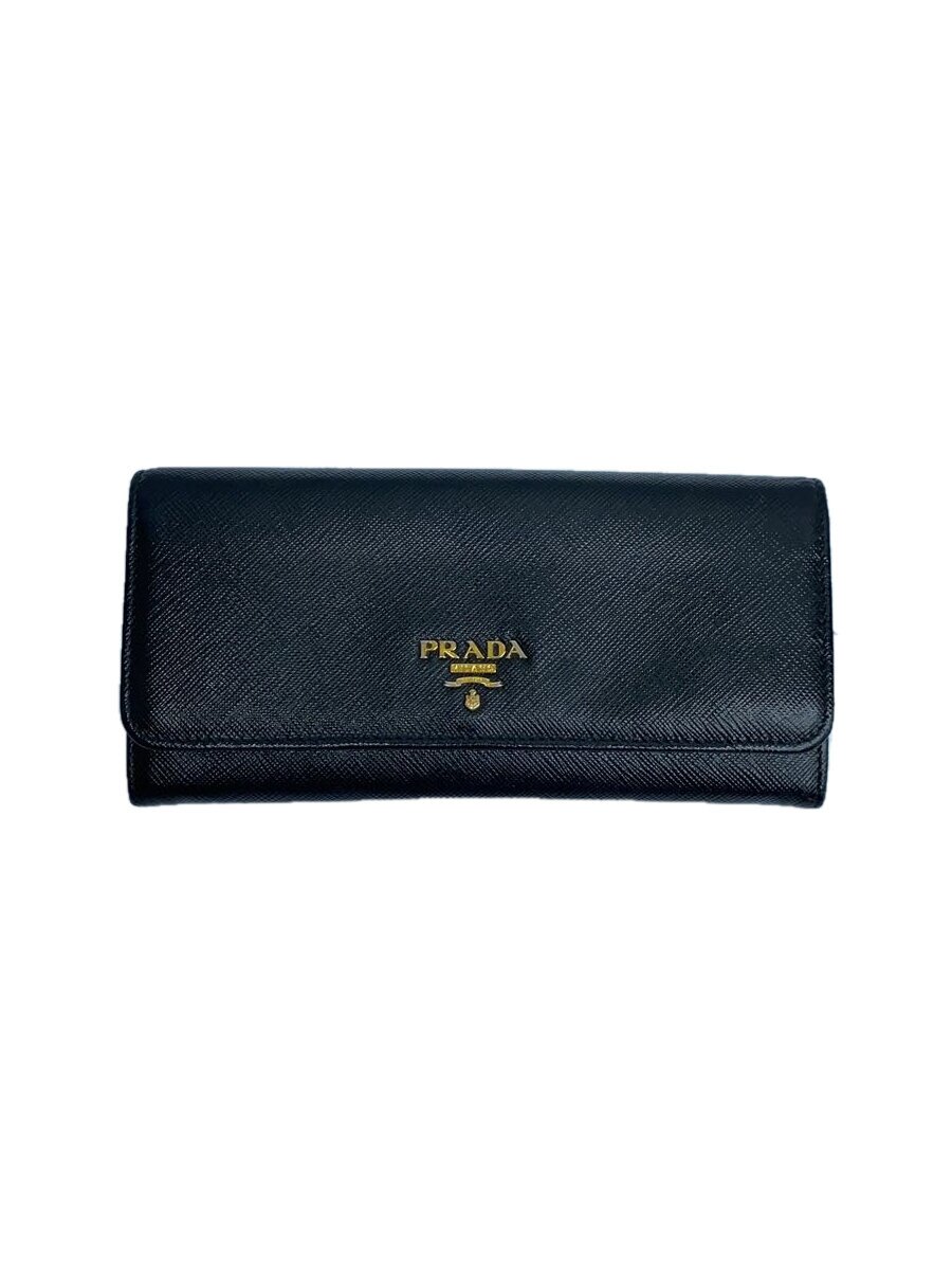 【中古】PRADA◆長サイフ/牛革/BLK/レディース【服飾雑貨他】