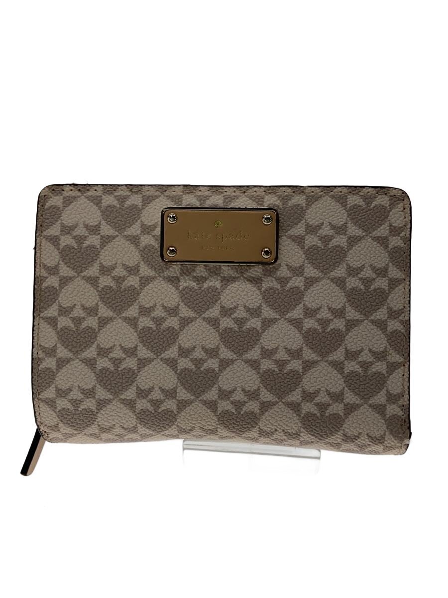 【中古】kate spade new york◆2つ折り財布/--/PNK/総柄/レディース/ピンクベージュ...