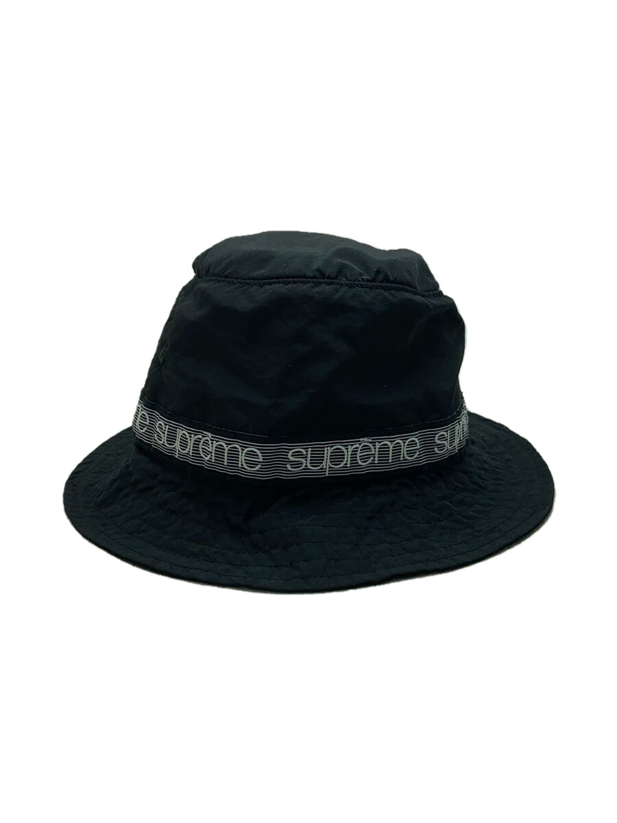【中古】Supreme◆18SS/クラシックロゴテープクラッシャーハット/ナイロン/BLK/無地/メンズ【服飾雑貨他】