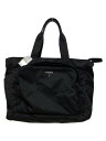 【中古】PRADA◆サフィアーノレザーxNylon トートバッグ/ナイロン/BLK/2VG097【バッグ】