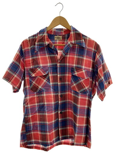 【中古】MYRON OF CALIFORNIA/半袖シャツ/M/コットン/RED/チェック【メンズウェア】 【中古】MYRON OF CALIFORNIA/半袖シャツ/M/コットン/RED/チェック【メンズウェア】