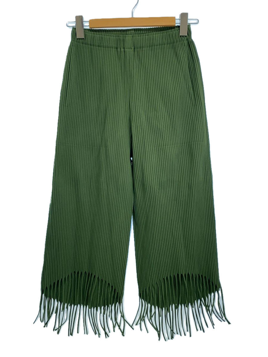 【中古】me ISSEY MIYAKE◆ボトム/--/ポリエステル/GRN/MI12KF918/プリーツフリンジパンツ【レディースウェア】