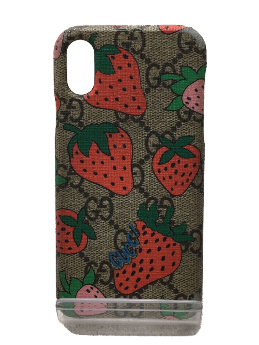 【中古】GUCCI◆iPhoneケース/ストロベリー/GG柄/BRW/587671【服飾雑貨他】