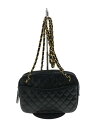 【中古】CHANEL◆マトラッセ_チェーントートバッグ/ココマーク チャーム付/羊革/BLK/焼け有り【バッグ】