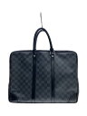 【中古】LOUIS VUITTON◆1)ポルト・ドキュマン・ヴォワヤージュ_ダミエ・グラフィット_BLK/PVC/BLK【バッグ】