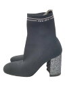 【中古】MIU MIU◆19AW/ソックスブーツ/34.5/グリッターヒール/BLK/5t160c/ニット部分擦れ【シューズ】