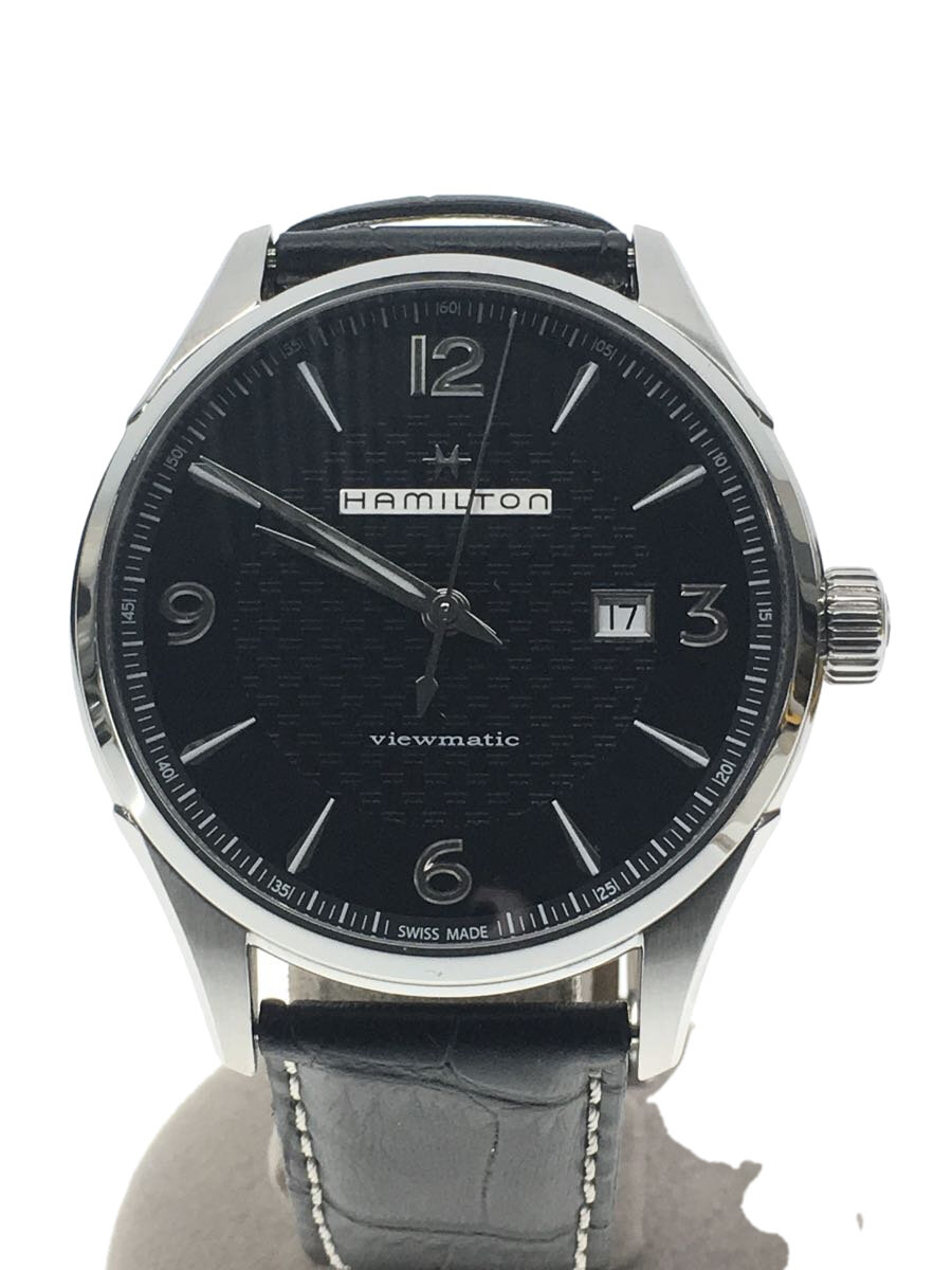 【中古】HAMILTON◆自動巻腕時計/アナログ/レザー/BLK/BLK/H327550【服飾雑貨他】