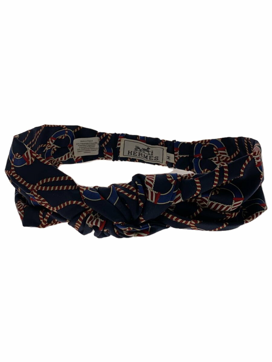 【中古】HERMES◆服飾雑貨/ポリエステル/NVY/総柄/レディース【服飾雑貨他】