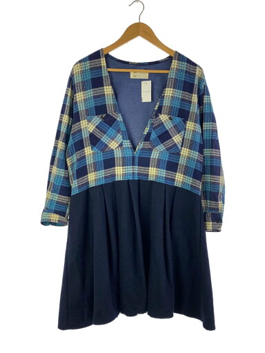 【中古】77circa◆ワンピース/ネル/チェック/ネイビー/リメイク/【レディースウェア】 【中古】77circa◆ワンピース/ネル/チェック/ネイビー/リメイク/【レディースウェア】