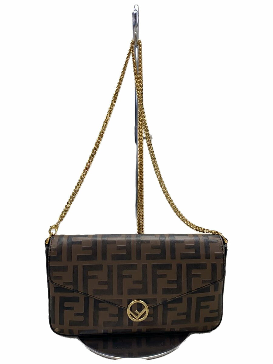 【中古】FENDI◆ショルダーバッグ/レザー/BRW/ズッカ柄/総柄/8BS032 AAFMズッカ柄///【バッグ】