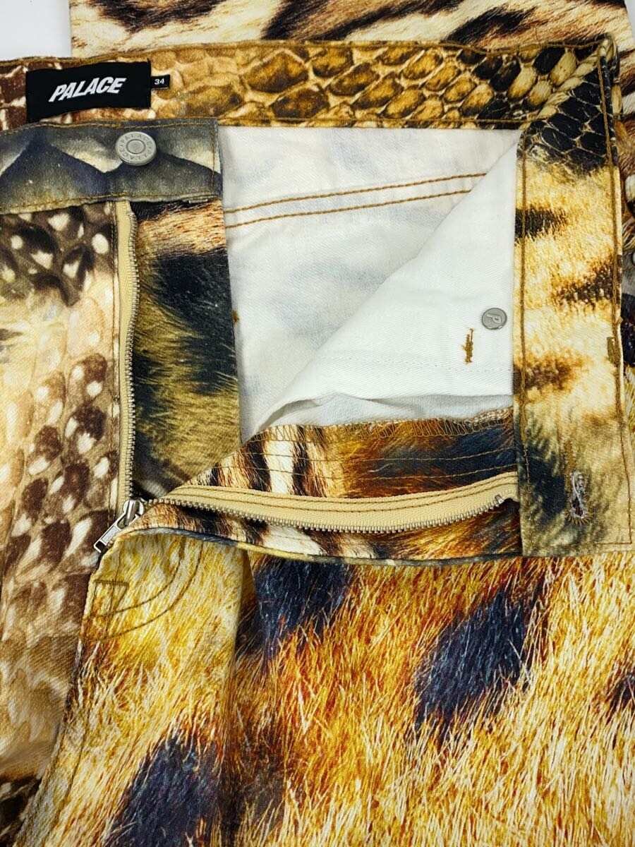 【中古】PALACE◆ボトム/34/デニム/イエロー/アニマル//【メンズウェア】