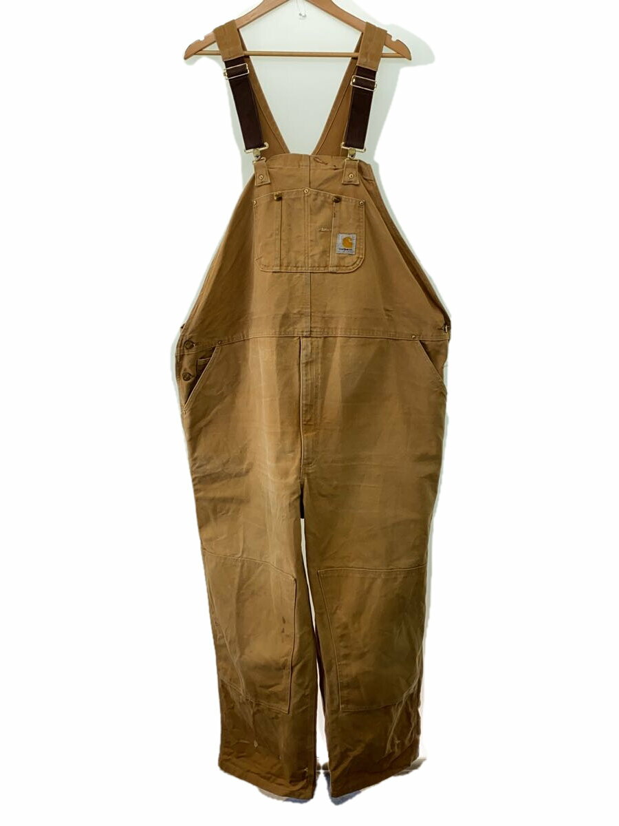 【中古】Carhartt◆90s~/ダック/ダブルニー/襤褸/オーバーオール/54×30/コットン/BEG/無地【メンズウェア】