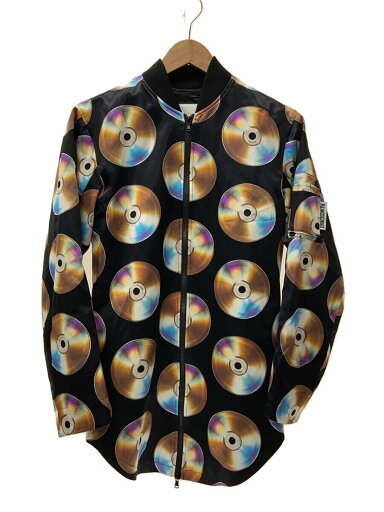 【中古】H&M◆ジャケット/ロングブルゾン/レコード/32/コットン/BLK/総柄【レディースウェア】 【中古】H&M◆ジャケット/ロングブルゾン/レコード/32/コットン/BLK/総柄【レディースウェア】