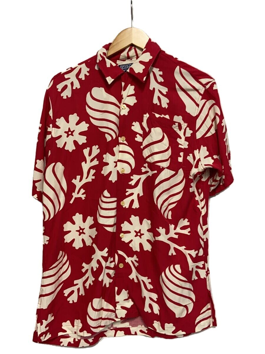【中古】POLO RALPH LAUREN◆90s/ADAMS/アロハシャツ/S/レーヨン/RED/花柄//【メンズウェア】