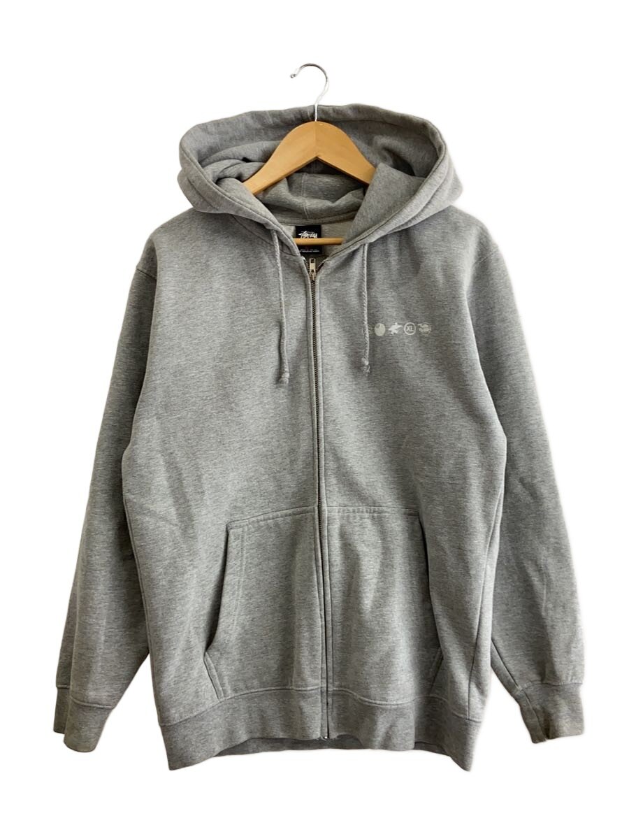 【中古】STUSSY◆ジップパーカー/M/コットン/GRY【メンズウェア】
