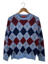 【中古】Supreme◆ARGYLE CREWNECK SWEATER/ニット/セーター/M/アクリル/BLU/アーガイルチェック【メンズウェア】