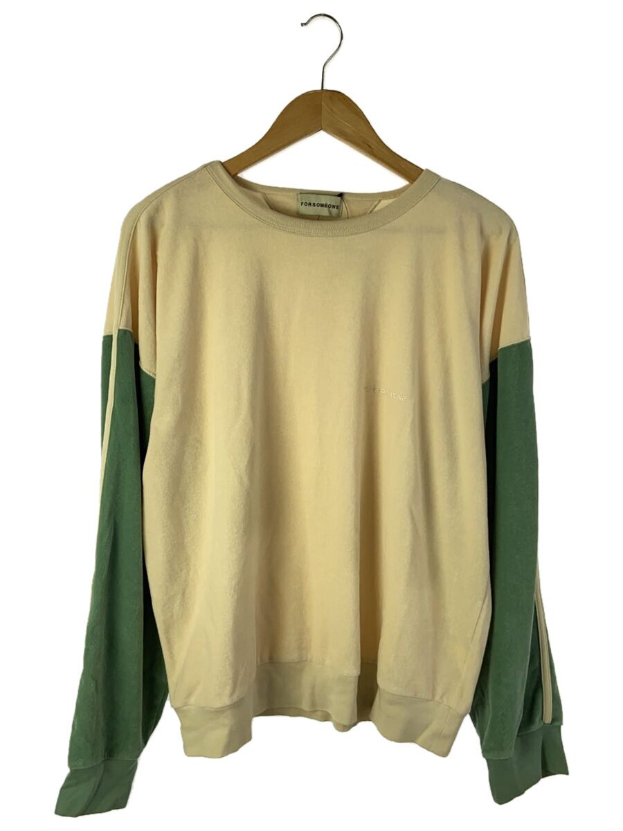 FORSOMEONE◆ロゴ刺しゅう切替カットソー/長袖Tシャツ/48/コットン/CRM/無地/78000572