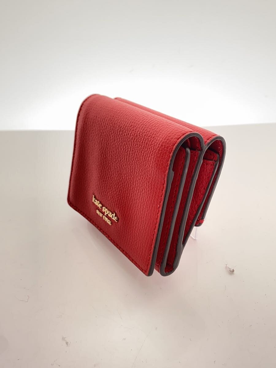 【中古】kate spade new york◆3つ折り財布/シルビアトライフォールド/レザー/レッ...