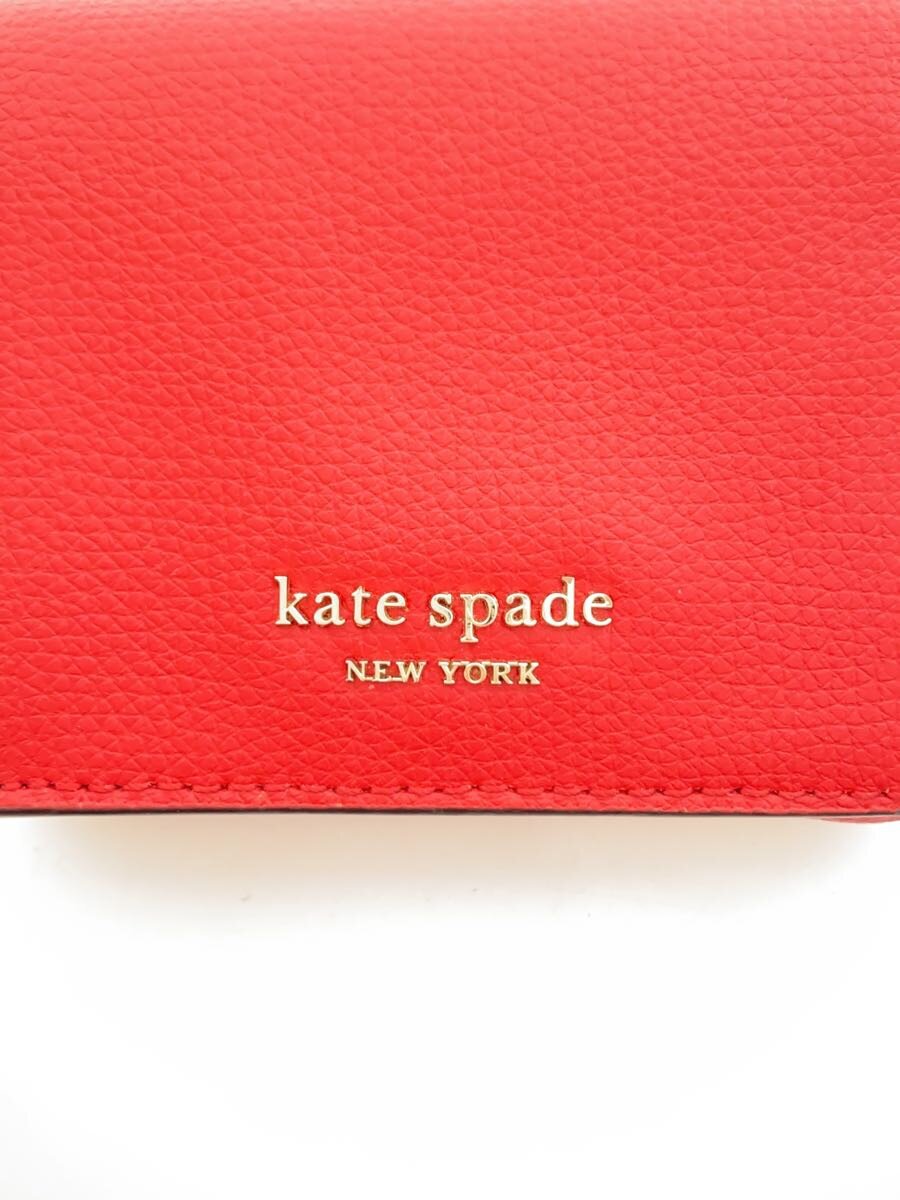 【中古】kate spade new york◆3つ折り財布/シルビアトライフォールド/レザー/レッ...
