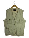 【中古】EDDIE BAUER◆80s/黒タグ/ハンティングベスト/L/コットン/CRM【メンズウェア】