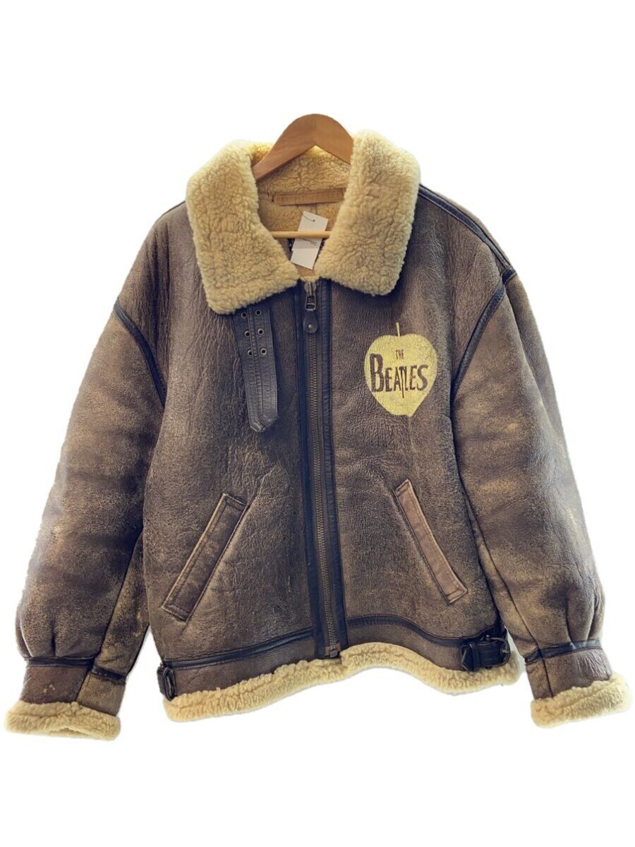 【中古】Vintage/BEATLESプリント/B-3/フライトジャケット/SIZE:L/レザー/ブラウン/91M110//【メンズウェア】