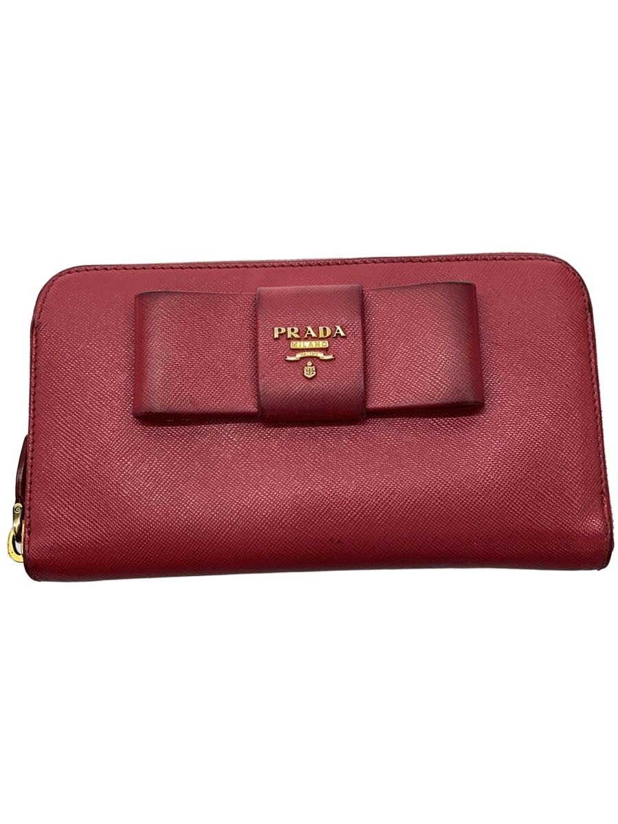 【中古】PRADA◆長財布/レザー/PNK/無地/レディース【服飾雑貨他】