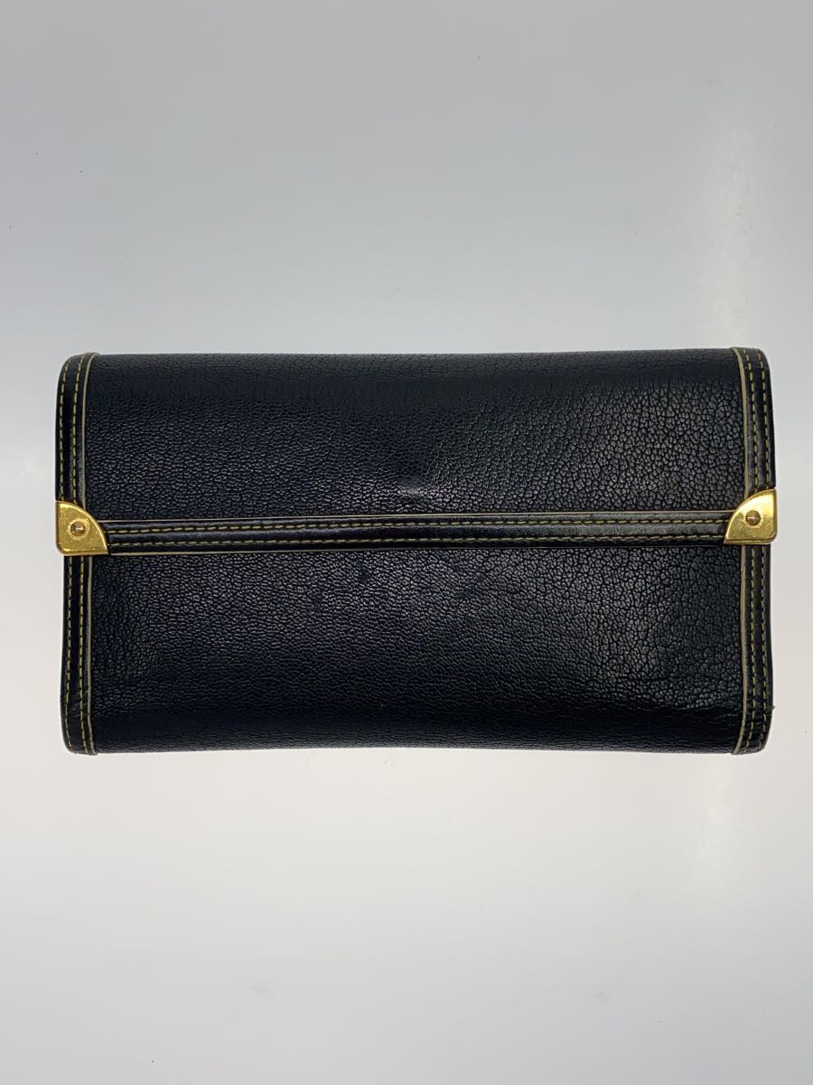 【中古】LOUIS VUITTON◆ポルト・トレゾール・インターナショナル_スハリ_BLK/レザー/BLK/メンズ【服飾雑貨他】