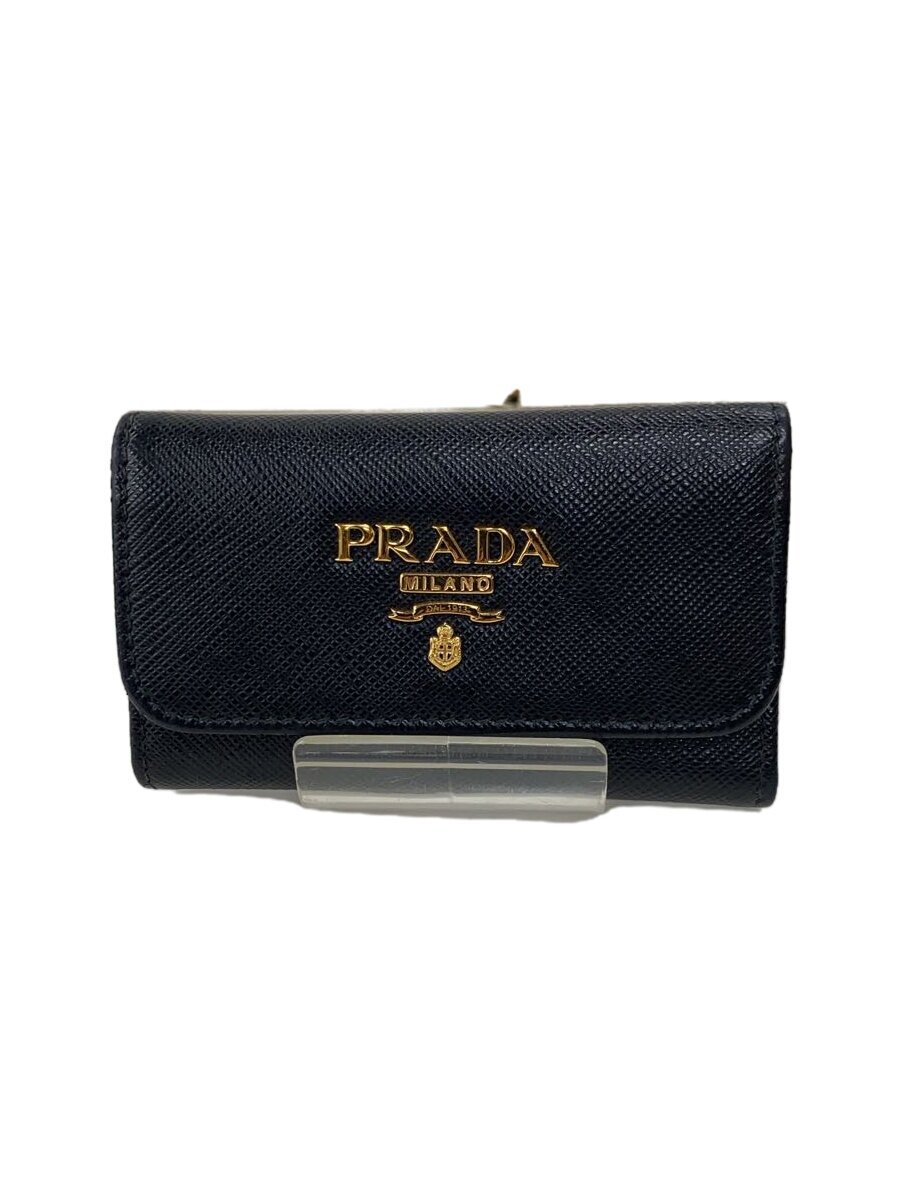 【中古】PRADA◆キーケース/レザー/BLK/メンズ【服飾雑貨他】
