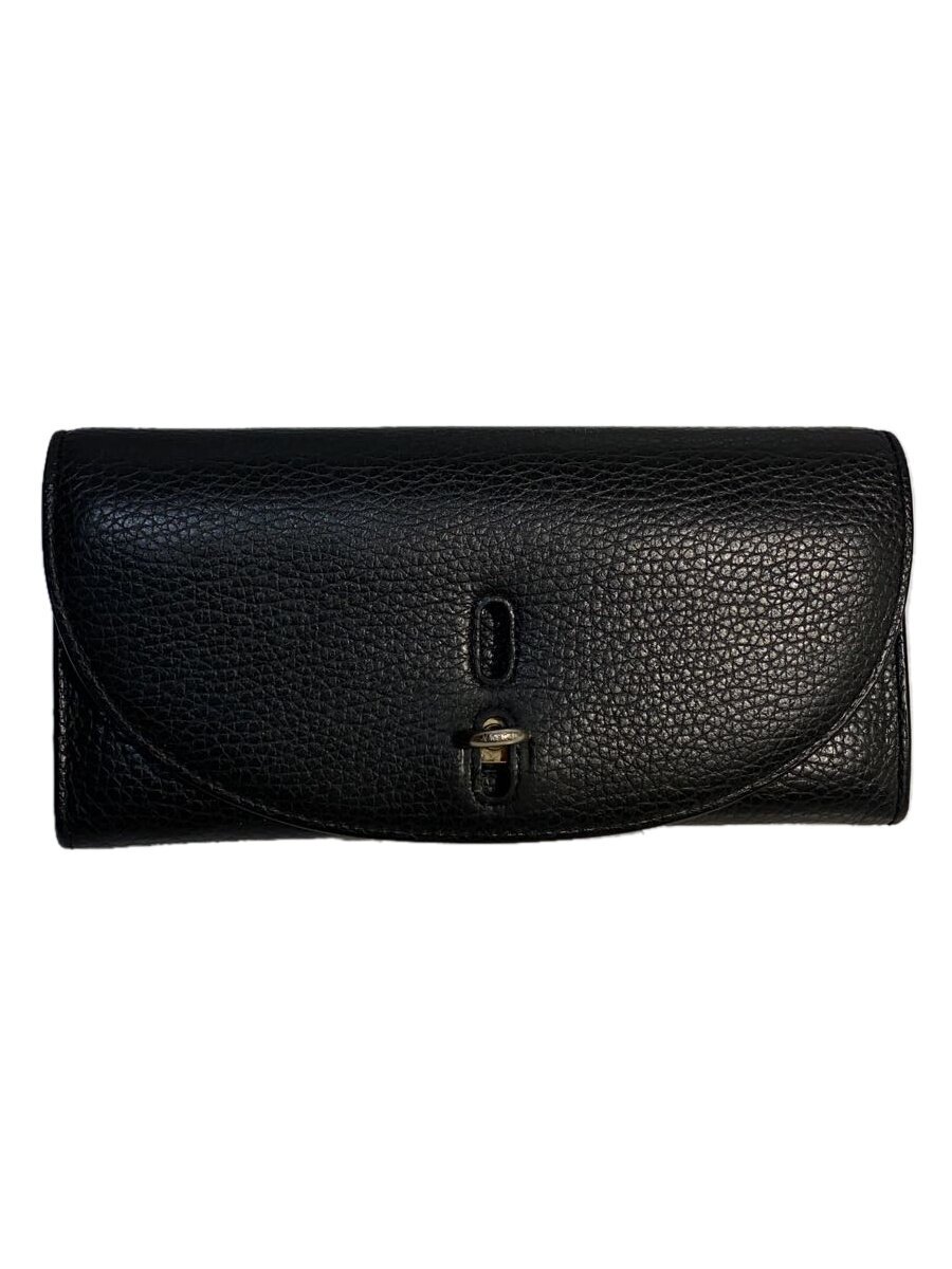 【中古】FURLA◆長財布/レザー/BLK/レ�