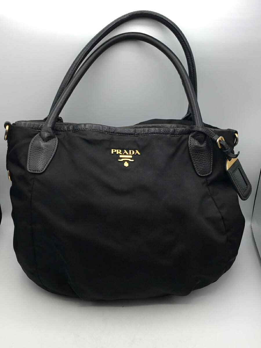 【中古】PRADA◆トートバッグ/ナイロン/BLK【バッグ】