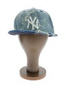 【中古】NEW ERA◆キャップ/7 3/8/デニム/無地/メンズ/59FIFTY ダメージ加工【服飾雑貨他】(4)