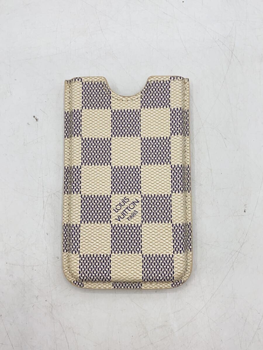 【中古】LOUIS VUITTON◆エテュイ iPhone4_ダミエ アズール_WHT/スマホケース/PVC/WHT/レディース【服飾雑貨他】