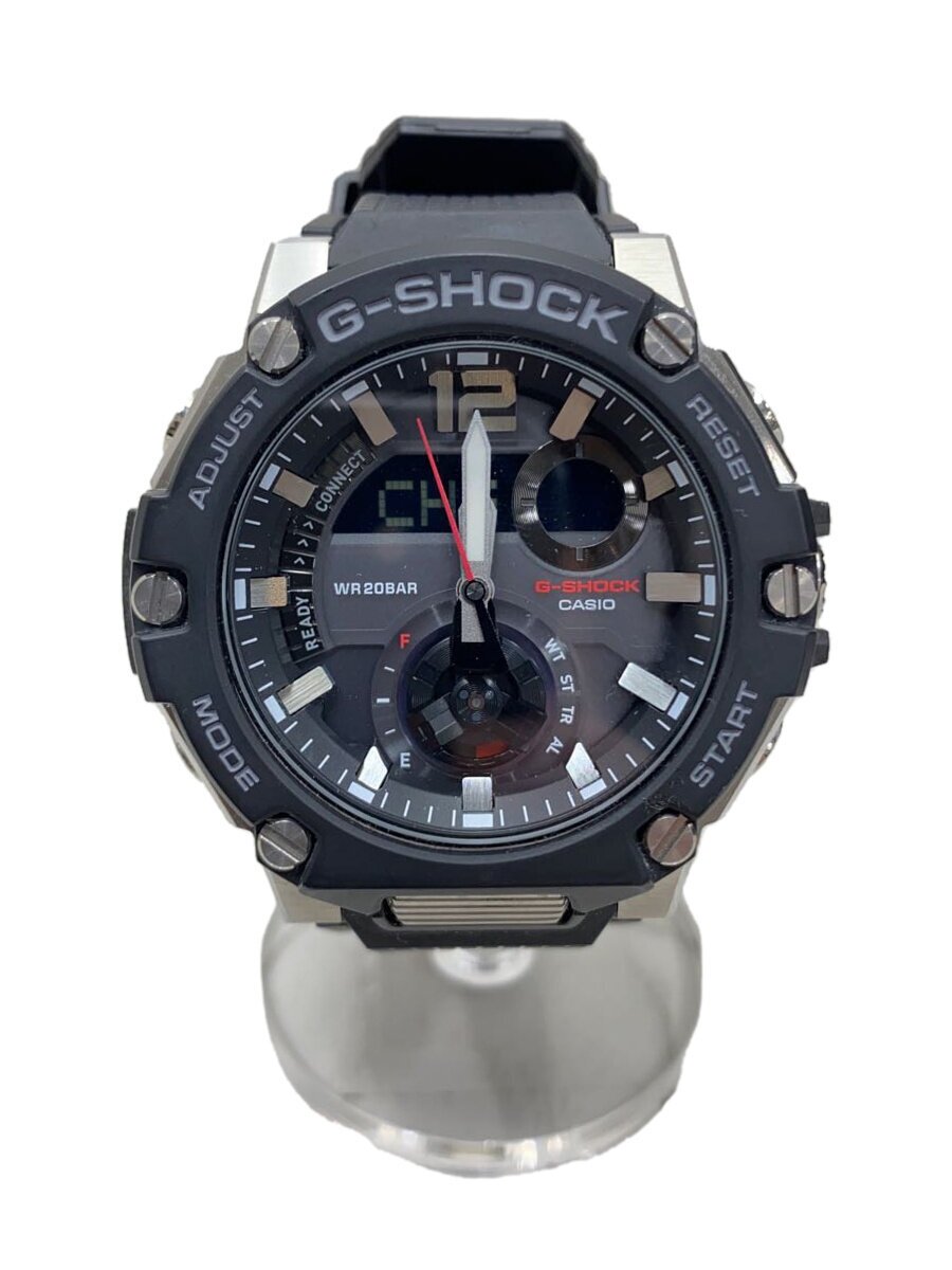 【中古】CASIO◆ソーラー腕時計_G-SHOCK/デジアナ/ラバー/BLK/BLK【服飾雑貨他】