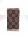 【中古】LOUIS VUITTON◆エテュイ・シガレット_ダミエ・エベヌ_BRW/レザー/BRW/メンズ【服飾雑貨他】