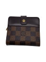 【中古】LOUIS VUITTON◆コンパクト・ジップ_ダミエ・エベヌ_BRW/PVC/BRW/総柄/レディース【服飾雑貨他】