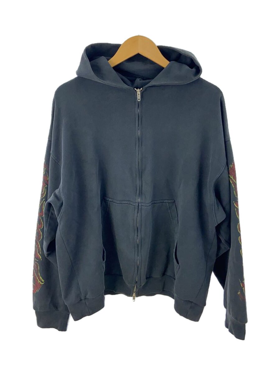 【中古】BALENCIAGA◆OFFSHOREアートプリントジップアップパーカー/S/コットン/BLK/770939【メンズウェア】