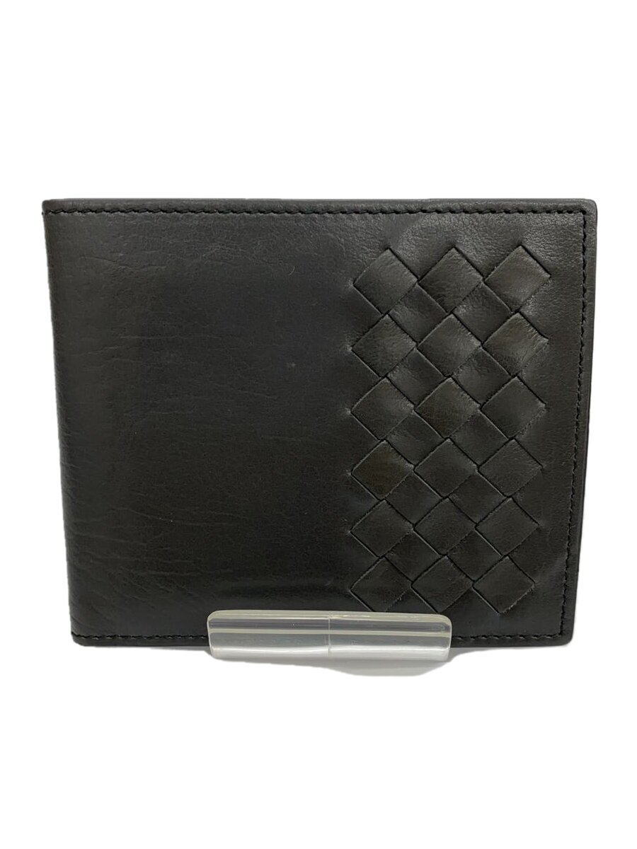 【中古】BOTTEGA VENETA◆2つ折り財布/レザー/BLK/メンズ【服飾雑貨他】