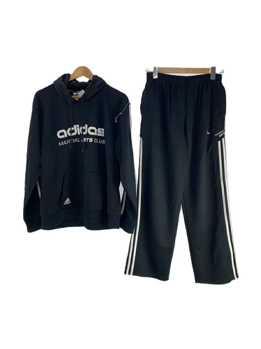 【中古】adidas◆セットアップ/M/コットン/BLK/無地【メンズウェア】