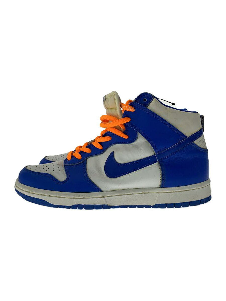 【中古】NIKE◆DUNK HIGH LE/ダンクハイ/ホワイト/630335-141/26.5cm/BLU【シューズ】