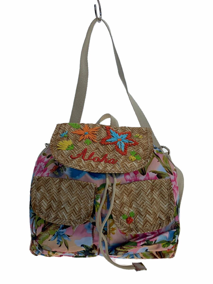 【中古】LESPORTSAC◆リュック/ポリエステル/BEG/花柄【バッグ】
